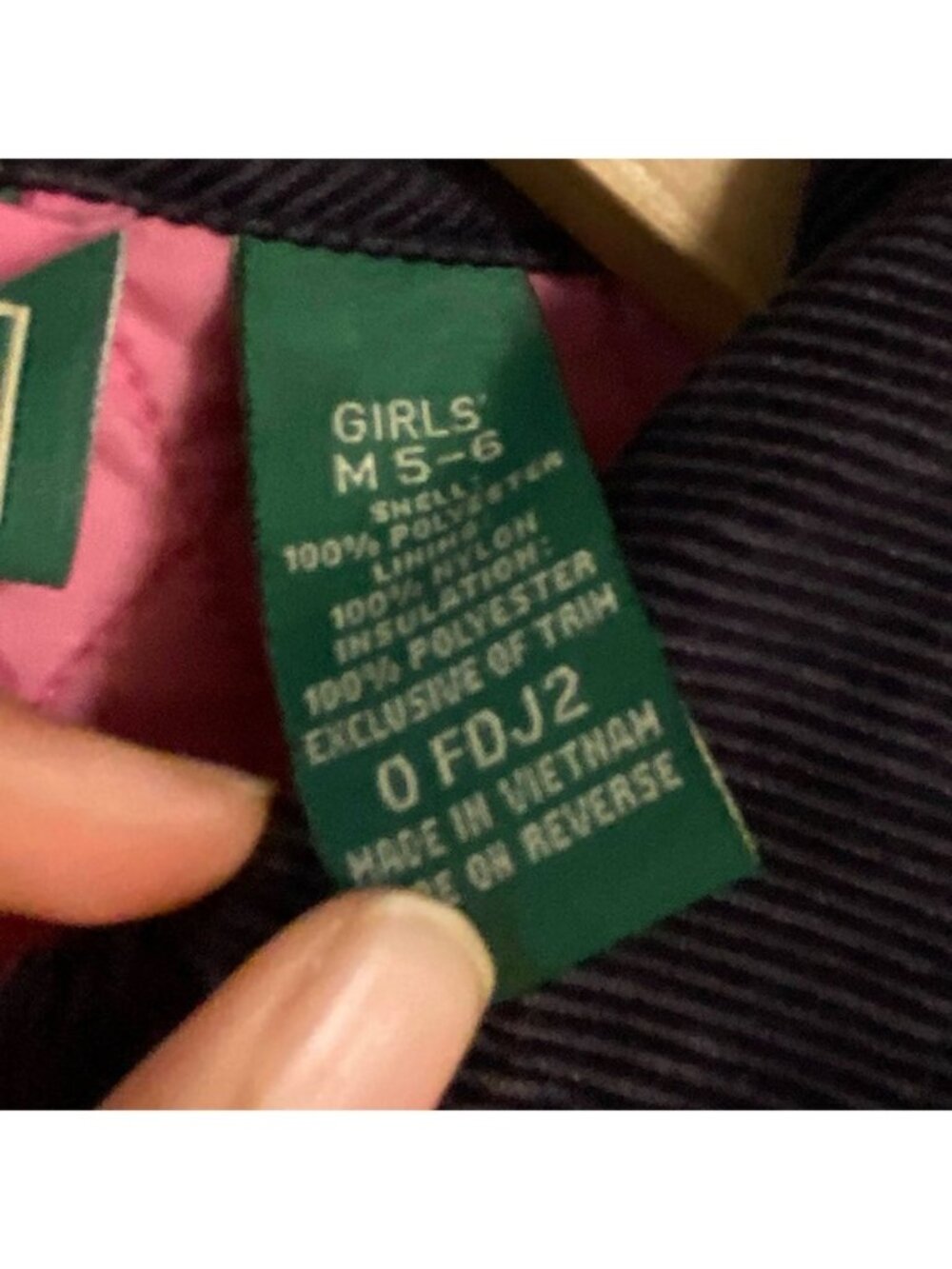 L.L.Bean Girls Quilted Jacket – Pink – Size M (5–6) - Picture 6 of 8